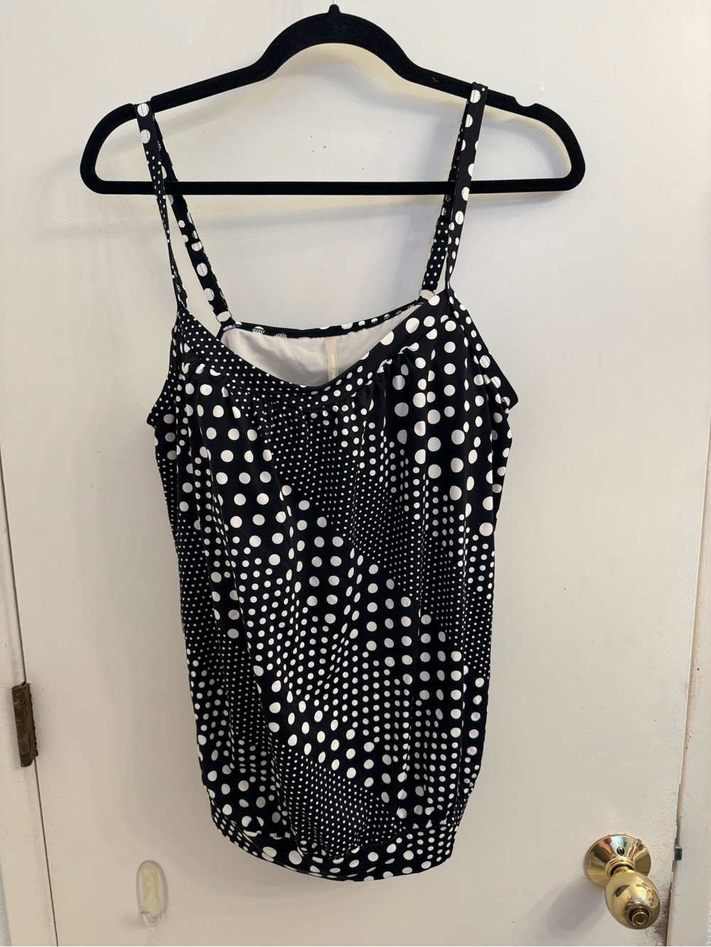 Lands' End Black and White Polka Dot Tank Top